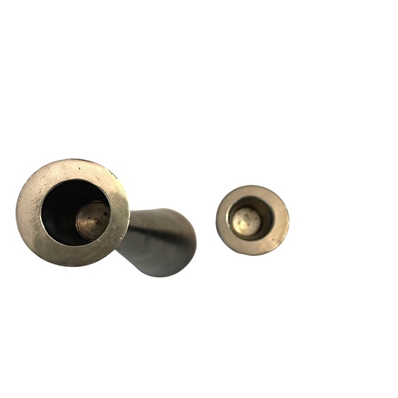 Vintage MCM Brutalist Metal Candlestick Holders Silver Asymmetrical Simple - Picture 4 of 4